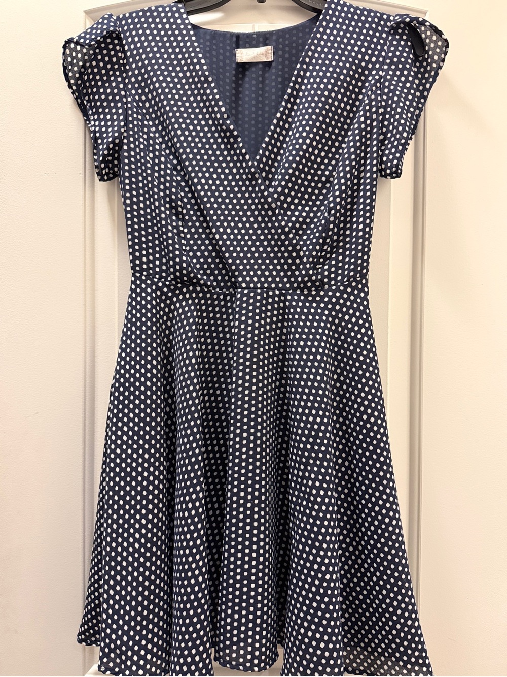 Altar’d State Navy and White Polka Dot Fit-and-Flare Mini Dress